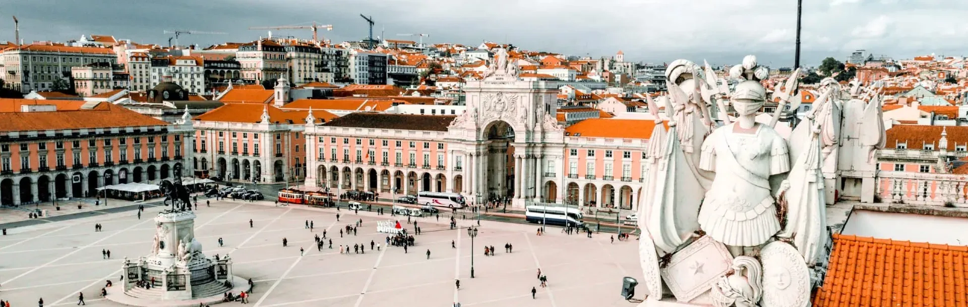 Aerial view of Praça do Comércio, Lisbon, Portugal